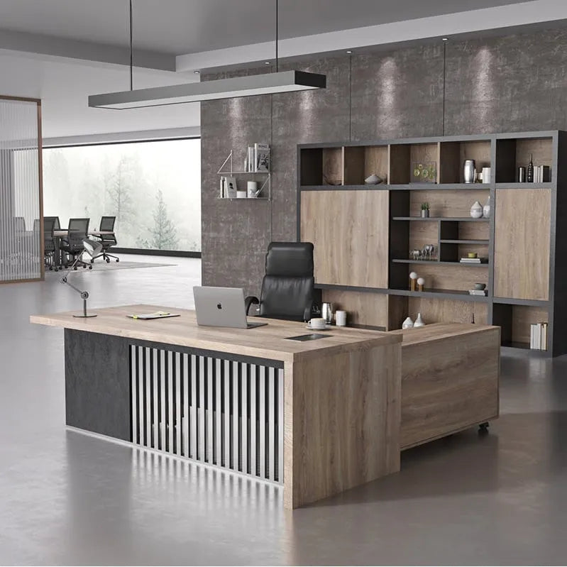 63 Inch Executive Office Desk/Modern Home Office Desk with File Cabinet