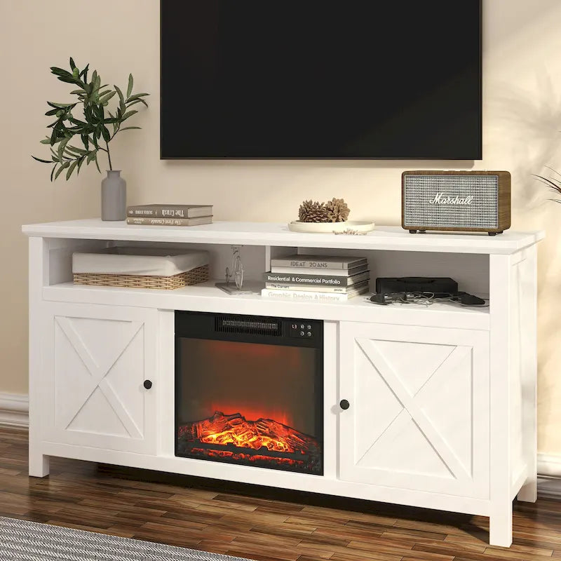 58 Wood Fireplace TV Stand with 18 Electric Fireplace