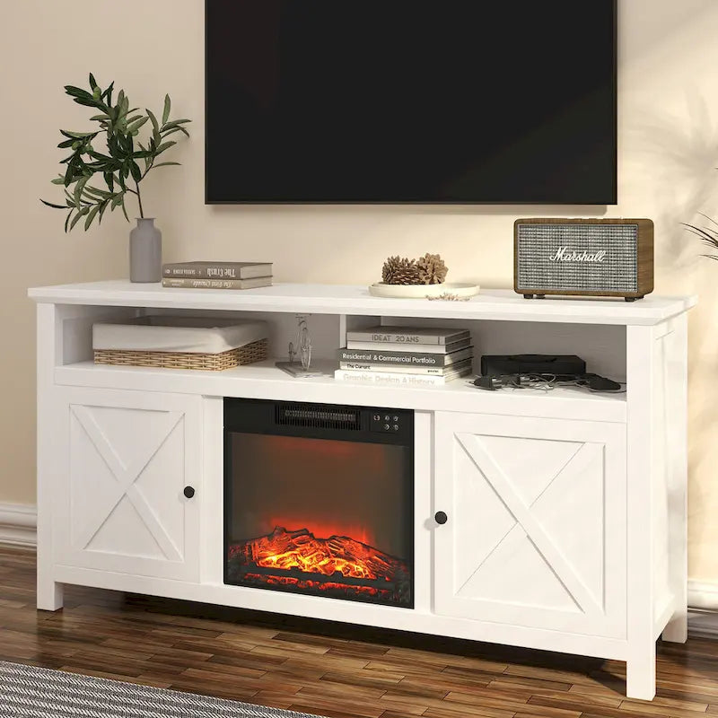 58 Wood Fireplace TV Stand with 18 Electric Fireplace