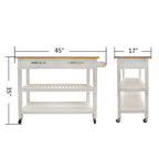 45 Wood Rolling Kitchen Island, Storage Utility Trolley Cart with 2 Drawers and Towel Rack