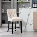 24 Upholstered Button Tufted Counter Stool, Black Legs
