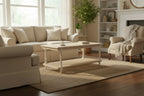 Chesterfield Wood & Cane Coffee Table - Whitewash