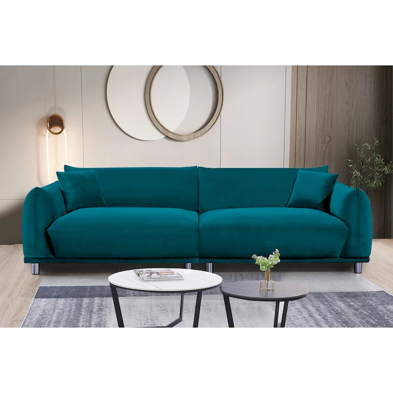88.2W Metal-Legs Velvet Fabirc Foam Sofa