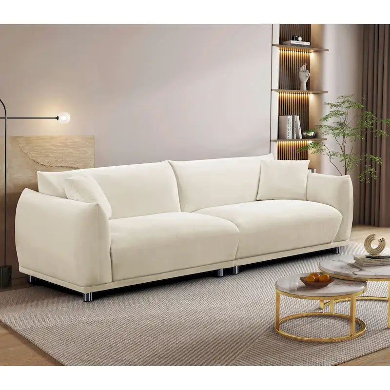 88.2W Metal-Legs Velvet Fabirc Foam Sofa