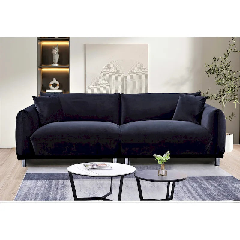 88.2W Metal-Legs Velvet Fabirc Foam Sofa