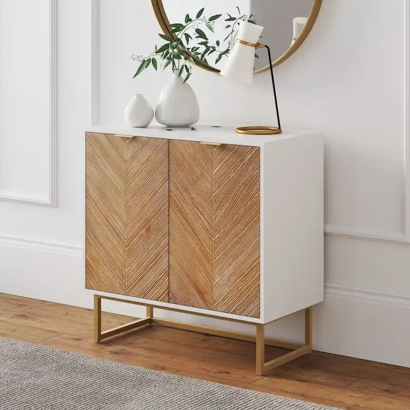 Rustic Doors Metal Base Free Standing Modern Storage Cabinet for Entryway