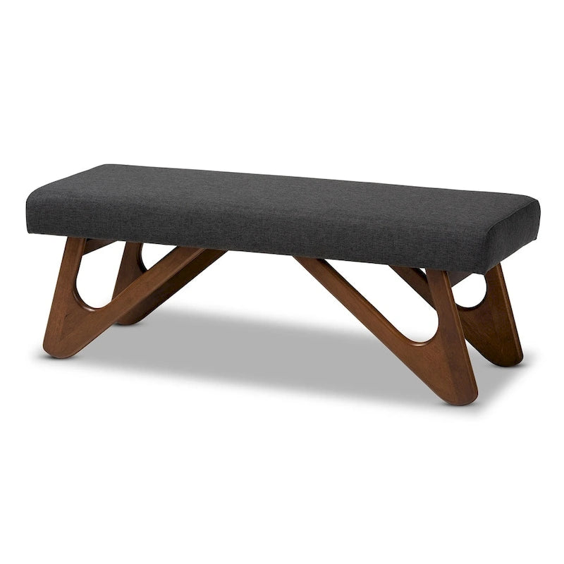 Mid-century Modern Upholstered Boomerang Bench