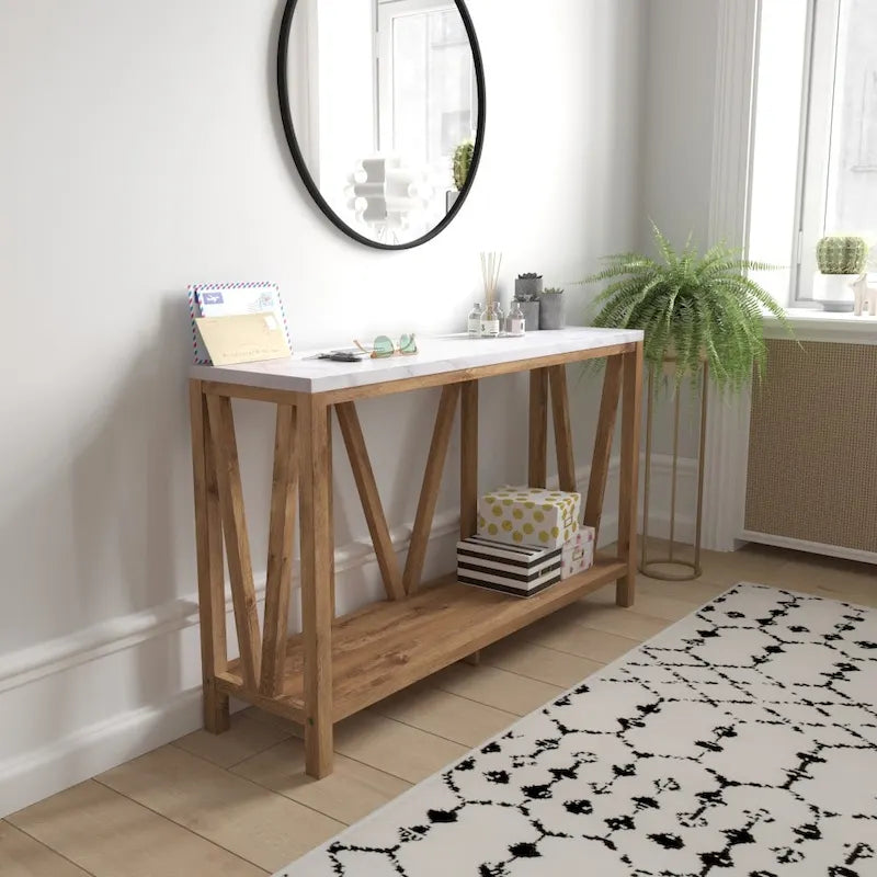 Farmhouse Style Rustic Entryway Console Table