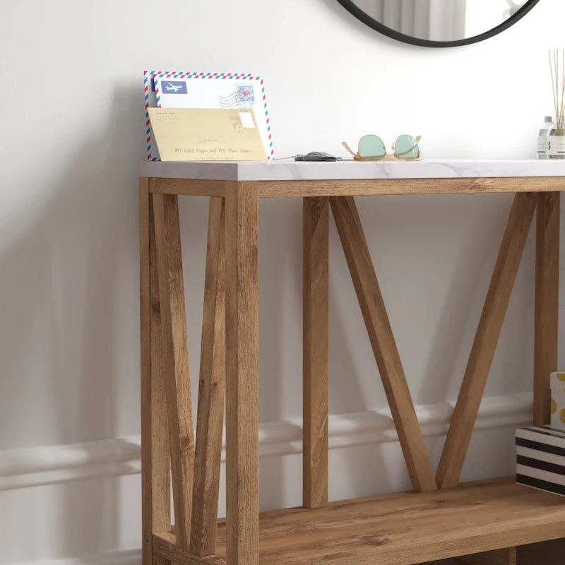 Farmhouse Style Rustic Entryway Console Table