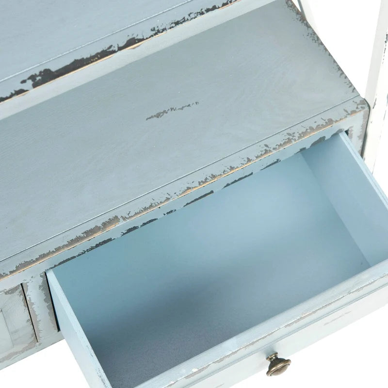 Pale Blue Storage Console Table - 33.9 x 15.2 x 34.8 - 34Wx15Dx35H