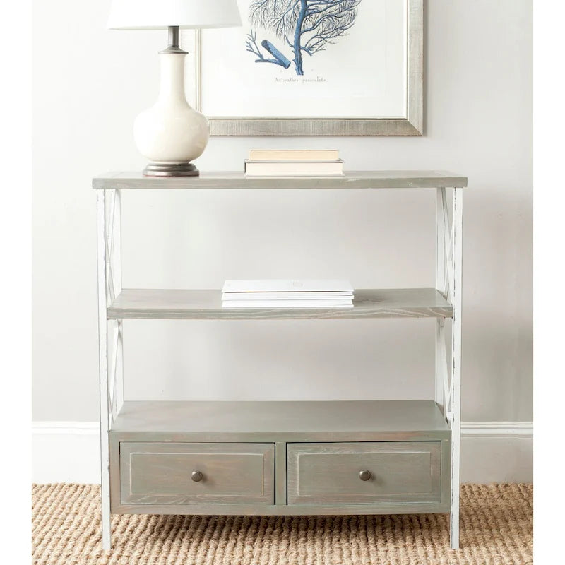 Pale Blue Storage Console Table - 33.9 x 15.2 x 34.8 - 34Wx15Dx35H