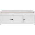 Storage Bench with 3 Shutter-shaped Doors, Removable Cushion and Hidden Storage Space - 43.5L x 16W x 18H
