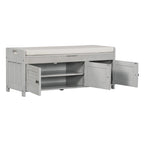 Storage Bench with 3 Shutter-shaped Doors, Removable Cushion and Hidden Storage Space - 43.5L x 16W x 18H