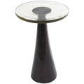 Aluminum Metal Geometric Cone Side End Accent Table with Textured Glass Tabletop - Black or Gold