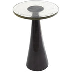 Aluminum Metal Geometric Cone Side End Accent Table with Textured Glass Tabletop - Black or Gold