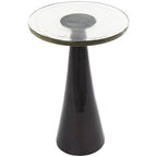 Aluminum Metal Geometric Cone Side End Accent Table with Textured Glass Tabletop - Black or Gold
